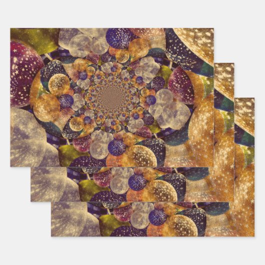  Antiek Paarse goudballonnen Kaleidoscoop Inpakpapier Vel (Set)