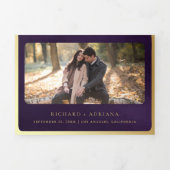 Antiek Paarse gouden rol middeleeuwse bruiloft Drieluik Uitnodiging (Cover)