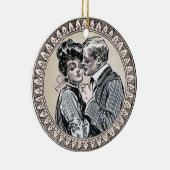 Antiek paarse Romance bruiloft  liefde Keramisch Ornament (Rechts)