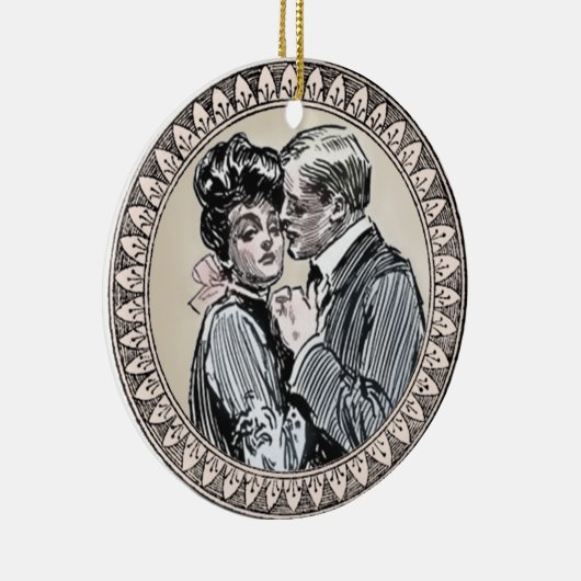 Antiek paarse Romance bruiloft  liefde Keramisch Ornament (Rechts)