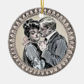 Antiek paarse Romance bruiloft  liefde Keramisch Ornament (Voorkant)