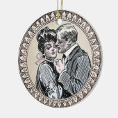 Antiek paarse Romance bruiloft  liefde Keramisch Ornament (Links)