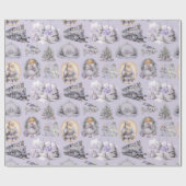 Antiek Paarse Victoriaans kerst inpakpapier (Vlak)