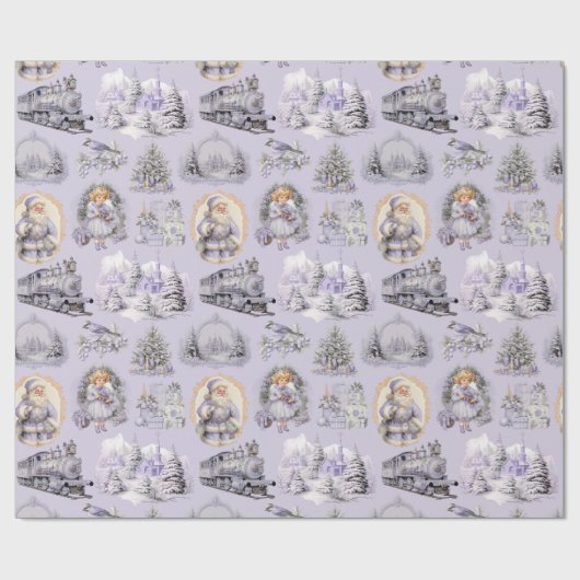 Antiek Paarse Victoriaans kerst inpakpapier (Vlak)