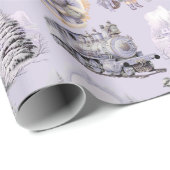 Antiek Paarse Victoriaans kerst inpakpapier (Rol Hoek)