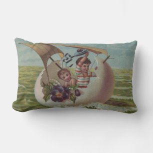 Antiek Paas Kaart Zeileieren Kinderen Kussen