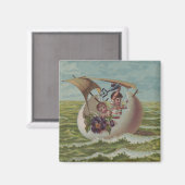 Antiek Paas Kaart Zeileieren Kinderen Magneet (Voorkant / Achterkant)