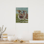 Antiek Paas Kaart Zeileieren Kinderen Poster (Keuken)