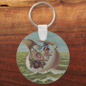 Antiek Paas Kaart Zeileieren Kinderen Sleutelhanger (Voorkant)
