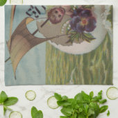 Antiek Paas Kaart Zeileieren Kinderen Theedoek (Gevouwen)