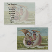 Antiek Paas Kaart Zeileieren Kinderen Visitekaartje (Voorkant / Achterkant)