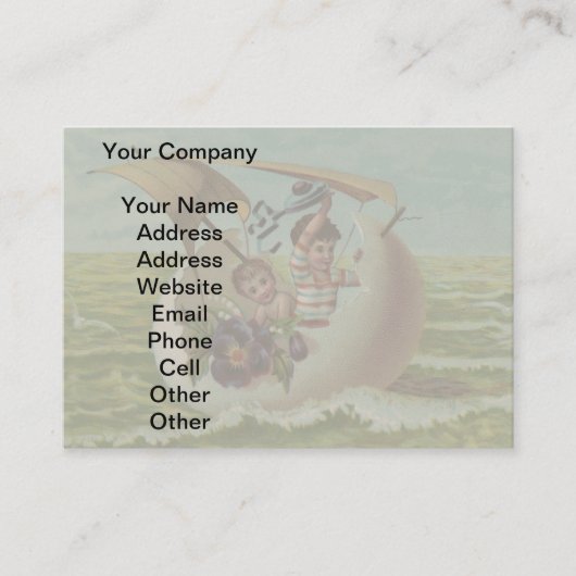 Antiek Paas Kaart Zeileieren Kinderen Visitekaartje (Voorkant)