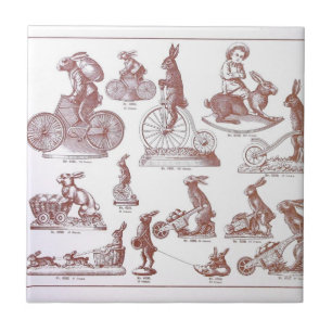 Antiek paaschocolade Mold Catalog Bunnies Tegeltje