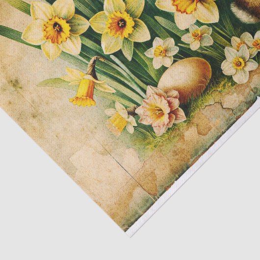 Antiek paashaas & Daffodil Ephemera Decoupage Tissuepapier (Detail)