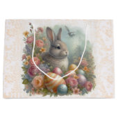 Antiek paashaas met Damask Floral Large Groot Cadeauzakje (Voorkant)