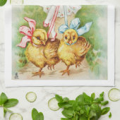 Antiek paaskaart Victoriaans meidenhanddoek Theedoek (Gevouwen)