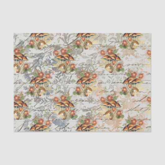 Antiek paddenstoelengroepdepapier tissuepapier (Voorkant)