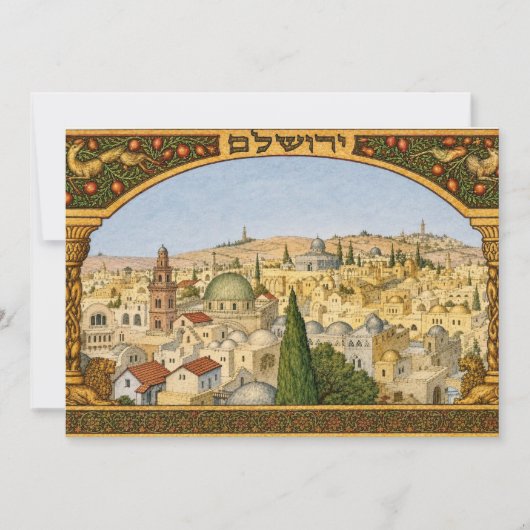Antiek panorama van Jeruzalem Kaart (Voorkant)