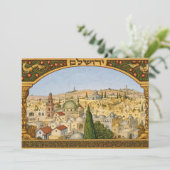 Antiek panorama van Jeruzalem Kaart (Staand voorkant)