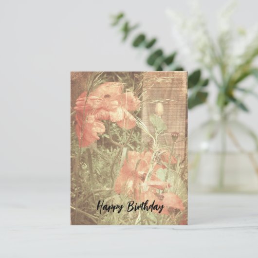 Antiek papaver Briefkaart (Staand voorkant)