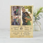 Antiek papier 3 foto's - bruiloft uitnodiging (Staand voorkant)