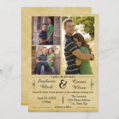 Antiek papier 3 foto's - bruiloft uitnodiging (Voorkant / Achterkant)