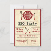 Antiek papier BBQ-partij - 3x5 uitnodiging (Voorkant)