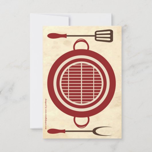 Antiek papier BBQ-partij - 3x5 uitnodiging (Achterkant)