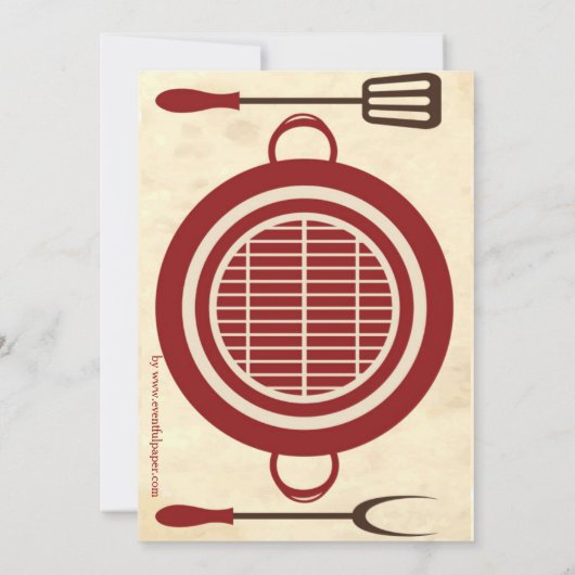 Antiek papier BBQ Party - Uitnodiging (Achterkant)