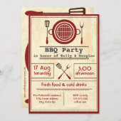 Antiek papier BBQ Party - Uitnodiging (Voorkant / Achterkant)
