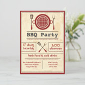 Antiek papier BBQ - Uitnodiging (Staand voorkant)