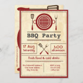 Antiek papier BBQ - Uitnodiging (Voorkant / Achterkant)