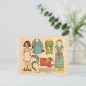 ANTIEK PAPIER DOLL GIRL  CUTE BRIEFKAART (Staand voorkant)