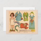 ANTIEK PAPIER DOLL GIRL  CUTE BRIEFKAART (Voorkant / Achterkant)