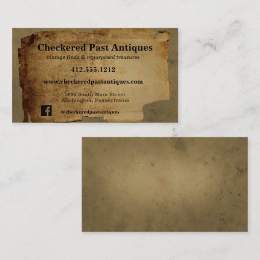 Antiek papier met gestroomlijnde romp visitekaartje (Voorkant / Achterkant)