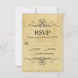 Antiek papier - RSVP Ontvangstkaart Kaartje