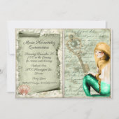 Antiek papier Zeemeermin Quinceañera Uitnodiging (Voorkant)