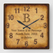 Antiek papiermonogram, persoonlijke wandklok (Voorkant)