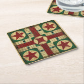 Antiek Parcheesi Game Board van Ethan Harper Kartonnen Onderzetters (Schuin)