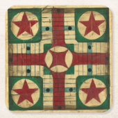 Antiek Parcheesi Game Board van Ethan Harper Kartonnen Onderzetters (Voorkant)