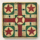 Antiek Parcheesi Game Board van Ethan Harper Onderzetter (Voorkant)