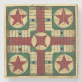 Antiek Parcheesi Game Board van Ethan Harper Stenen Onderzetter (Voorkant)