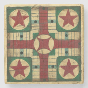 Antiek Parcheesi Game Board van Ethan Harper Stenen Onderzetter