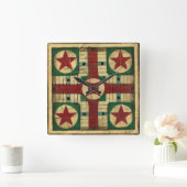 Antiek Parcheesi Game Board van Ethan Harper Vierkante Klok (Huis)