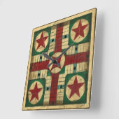 Antiek Parcheesi Game Board van Ethan Harper Vierkante Klok (Hoek)
