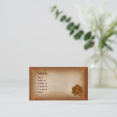 ANTIEK PARCHMENT, BROWN WAX SEAL MONOGRAM VISITEKAARTJE (Staand voorkant)