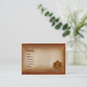 ANTIEK PARCHMENT, BROWN WAX SEAL MONOGRAM VISITEKAARTJE (Staand voorkant)