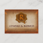 ANTIEK PARCHMENT, BROWN WAX SEAL MONOGRAM VISITEKAARTJE (Achterkant)