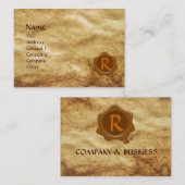 ANTIEK PARCHMENT, BROWN WAX SEAL MONOGRAM VISITEKAARTJE (Voorkant / Achterkant)