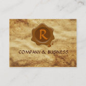 ANTIEK PARCHMENT, BROWN WAX SEAL MONOGRAM VISITEKAARTJE (Achterkant)
